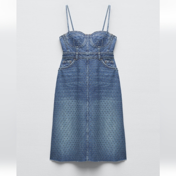 Zara Denim Bustier Dress - Picture 4 of 5
